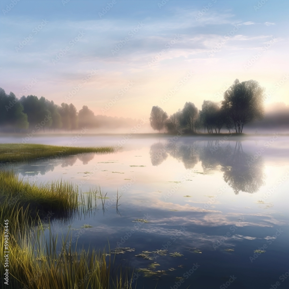 Fototapeta premium Majestic lake in sunset