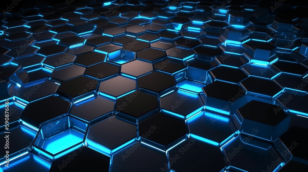 Glowing hexagon background - technology background Render Glowing hexagon background - technology background Render