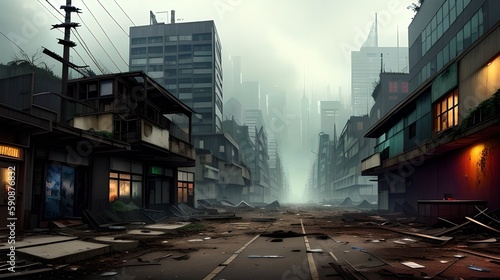 Post apocalyptic city, generative ai