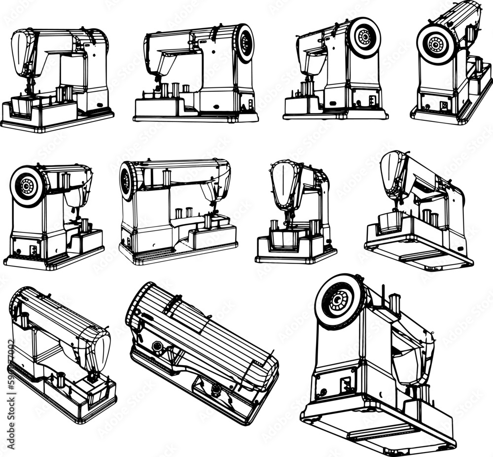 Vetor de "Classic Craft 3D Model Vintage Dial Sewing Machine Artwork