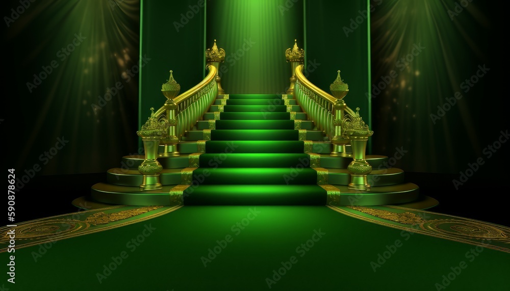 Green carpet at castle. Generate Ai