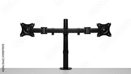 Desktop monitor mount isolated on a white background.