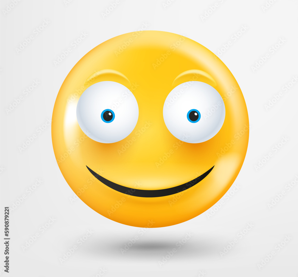 Grinning emoticon 3d vector. Emoji isolated on white background Grinning emoticon 3d vector. Emoji isolated on white background