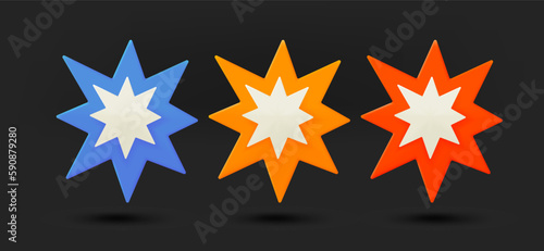 Color flashes collection. 3d vector isolated on black background