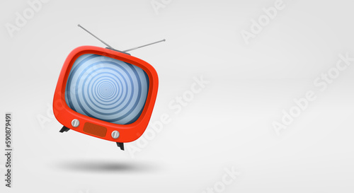 Classic tv. 3d vector banner with copy space