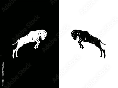 set of monochrome illustrations of a butting sheep in high contrast card