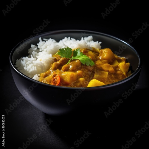 Bowl of Curry with White Rice
