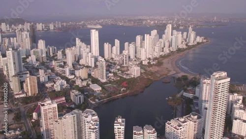 Paisajes, playas, sitios turísticos, torre del reloj, fuertes, murallas de la ciudad de Cartagena, ubicada en Colombia, pais latinoamericano. photo