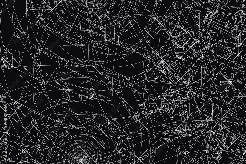 White pattern of crooked threads on a black background. Abstract fractal 3D rendering White pattern of crooked threads on a black background. Abstract fractal 3D rendering