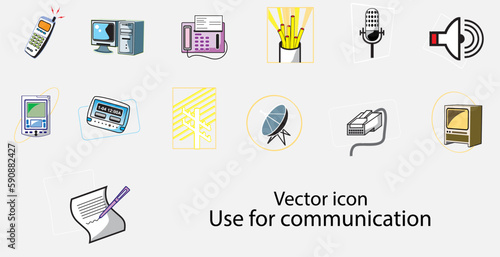 Set of 13 vector symbols icon, use for communication technology
