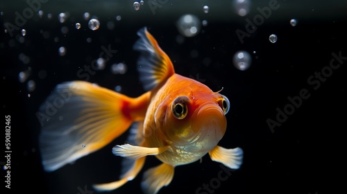 Gorgeous Goldfish in a Glass Tank © Emojibb.Family
