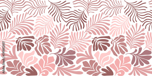 Wallpaper Mural Multicolor abstract background with tropical palm leaves in Matisse style. Vector seamless pattern with Scandinavian cut out elements. Torontodigital.ca