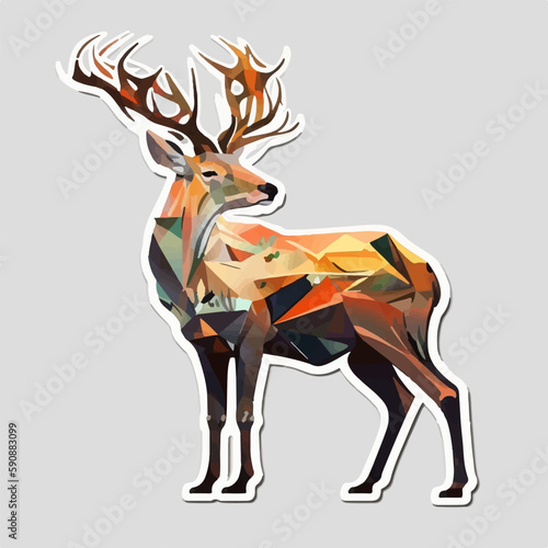 Whimsical deer with a teapot on its head in a vector format