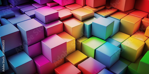 Mixture Of Colorful 3D Cube blocks for background and Wallpapers   Generative Art 