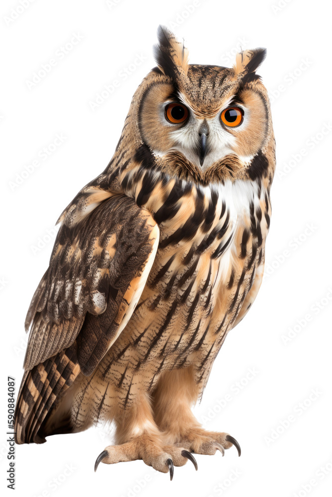 great horned owl isolated on a transparent background, generative ai great horned owl isolated on a transparent background, generative ai