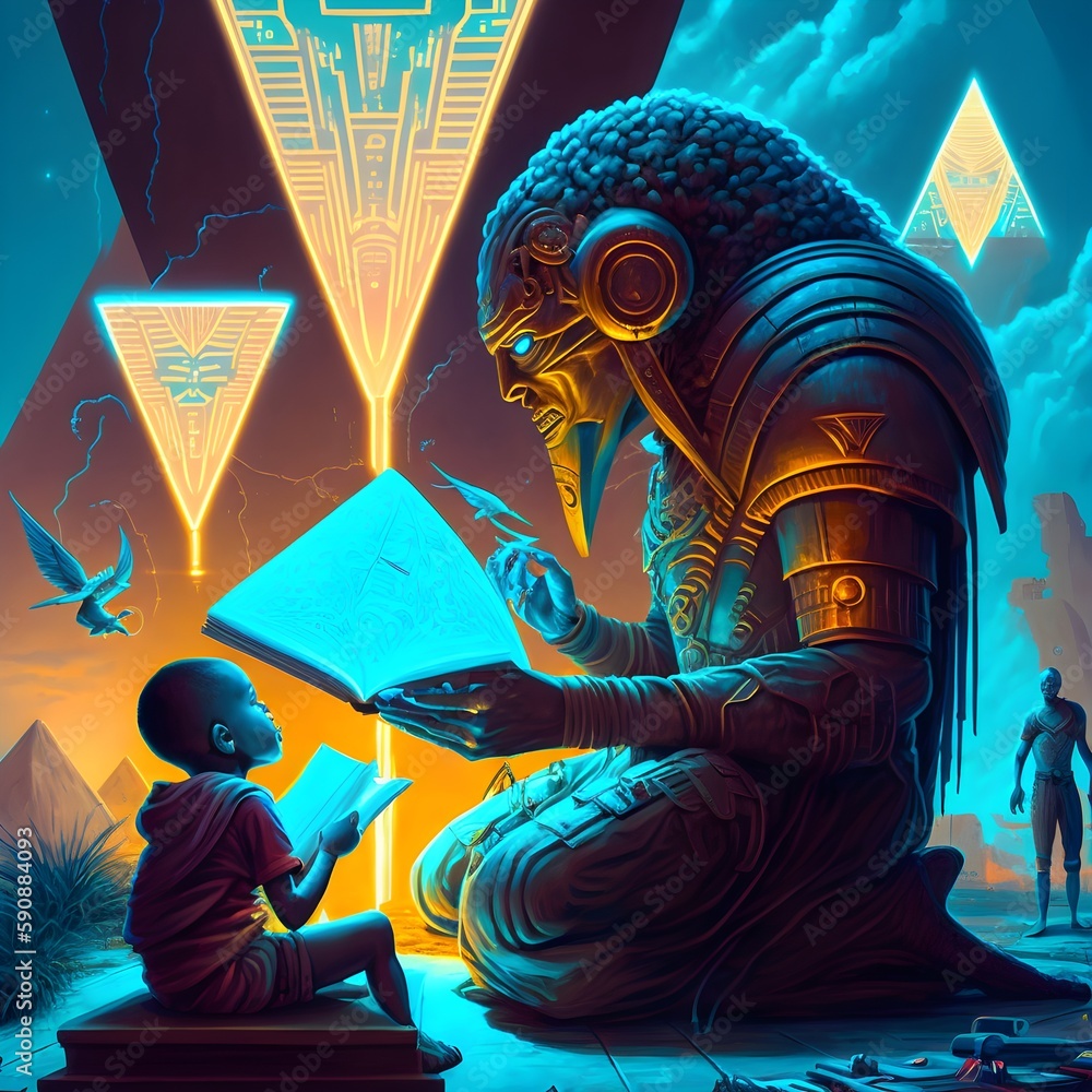 hard science fiction biomorphic kemetian people reading Intelligence ...