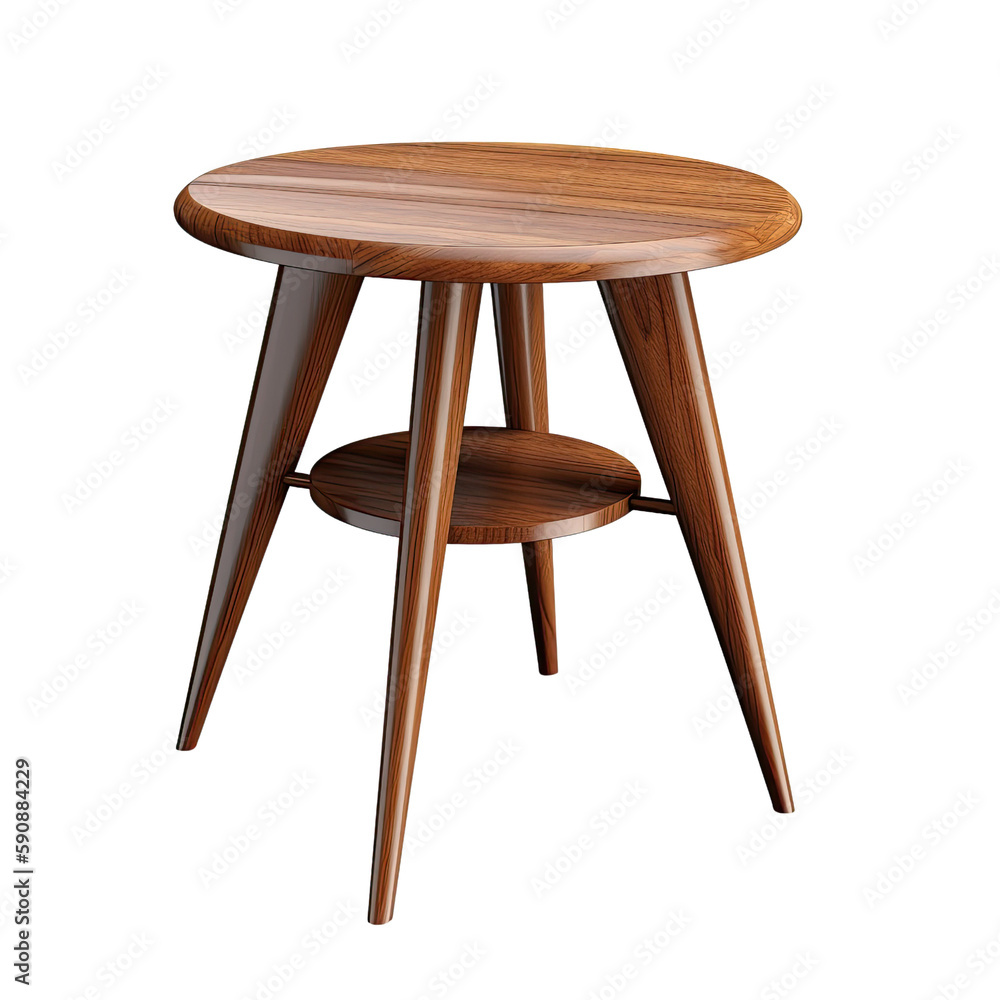 modern wooden side table isolated on a transparent background, generative ai modern wooden side table isolated on a transparent background, generative ai