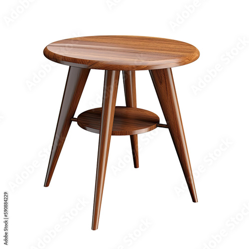 modern wooden side table isolated on a transparent background, generative ai