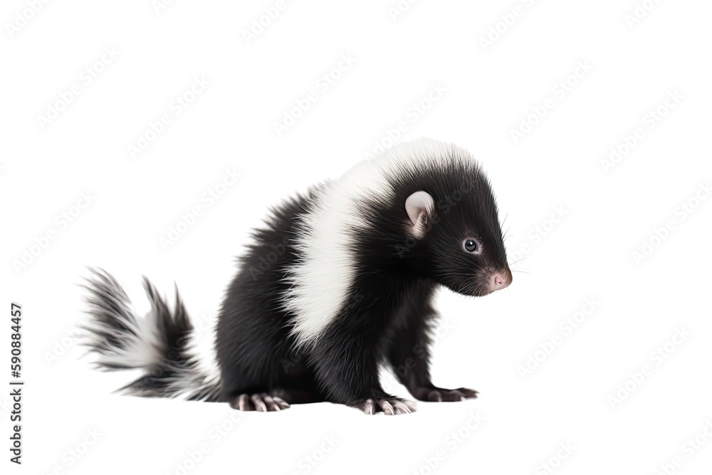 close up of a baby skunk isolated on transparent background, generative ai close up of a baby skunk isolated on transparent background, generative ai