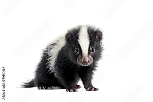 close up of a baby skunk isolated on transparent background, generative ai