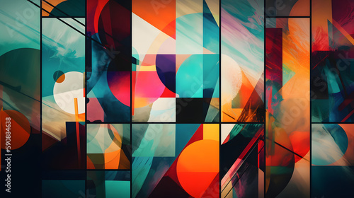 Modern art collage of shapes, background. Generative AI photo