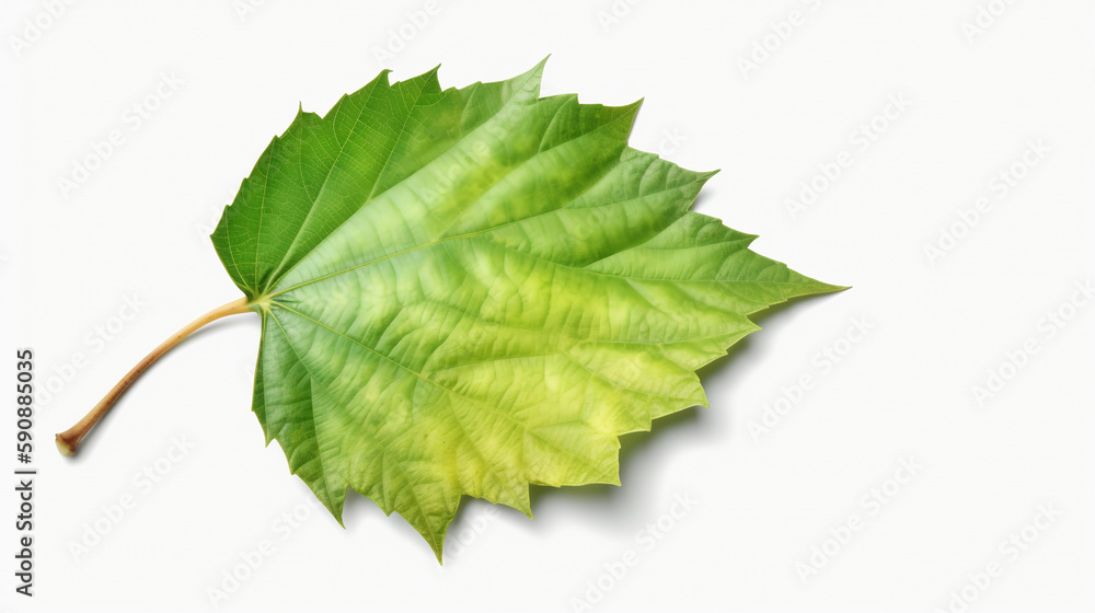 Fototapeta premium Green birch tree leaf isolated on white background.