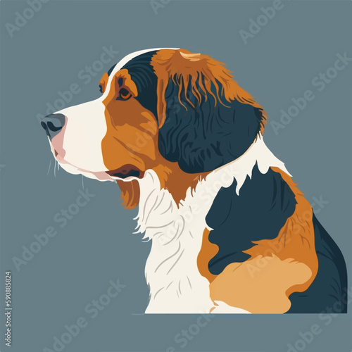Detailed vector image of a furry dog with perky ears