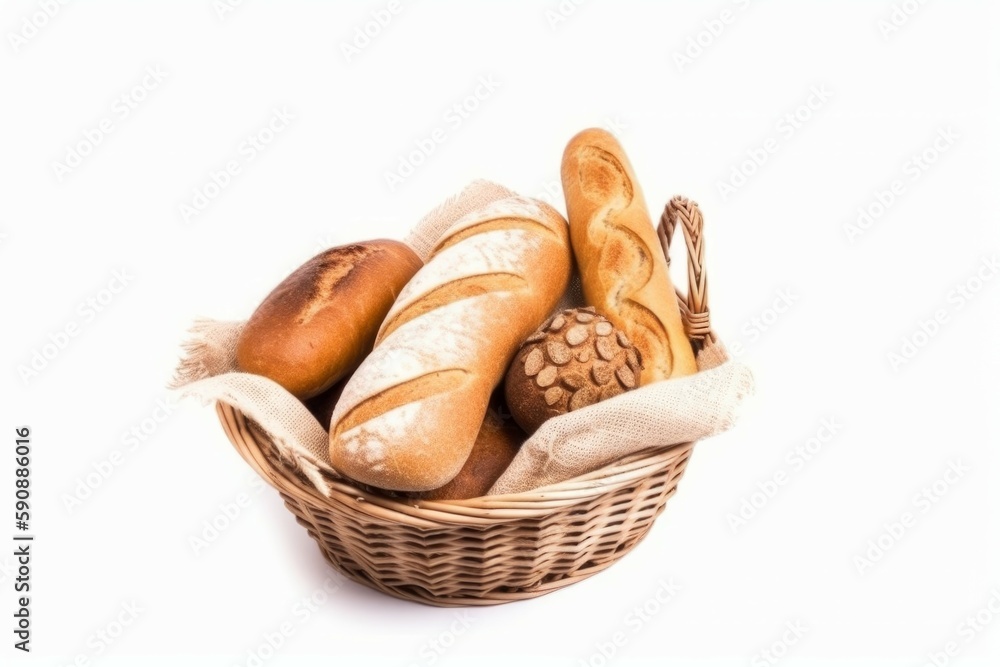 Bakery product wood basket. Generate Ai Bakery product wood basket. Generate Ai