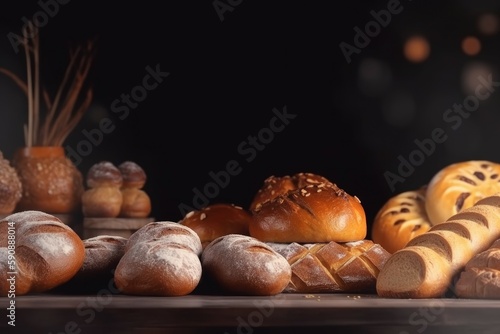 Bakery food on table. Generate Ai