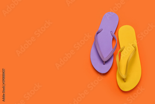 Different flip-flops on red background