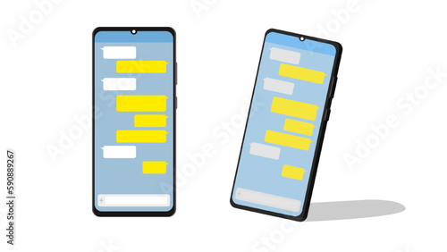 Mobile phone mock-up vector image in Kakao mobile chat window