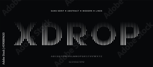 Alphabet Fonts with Abstract Lines Pattern