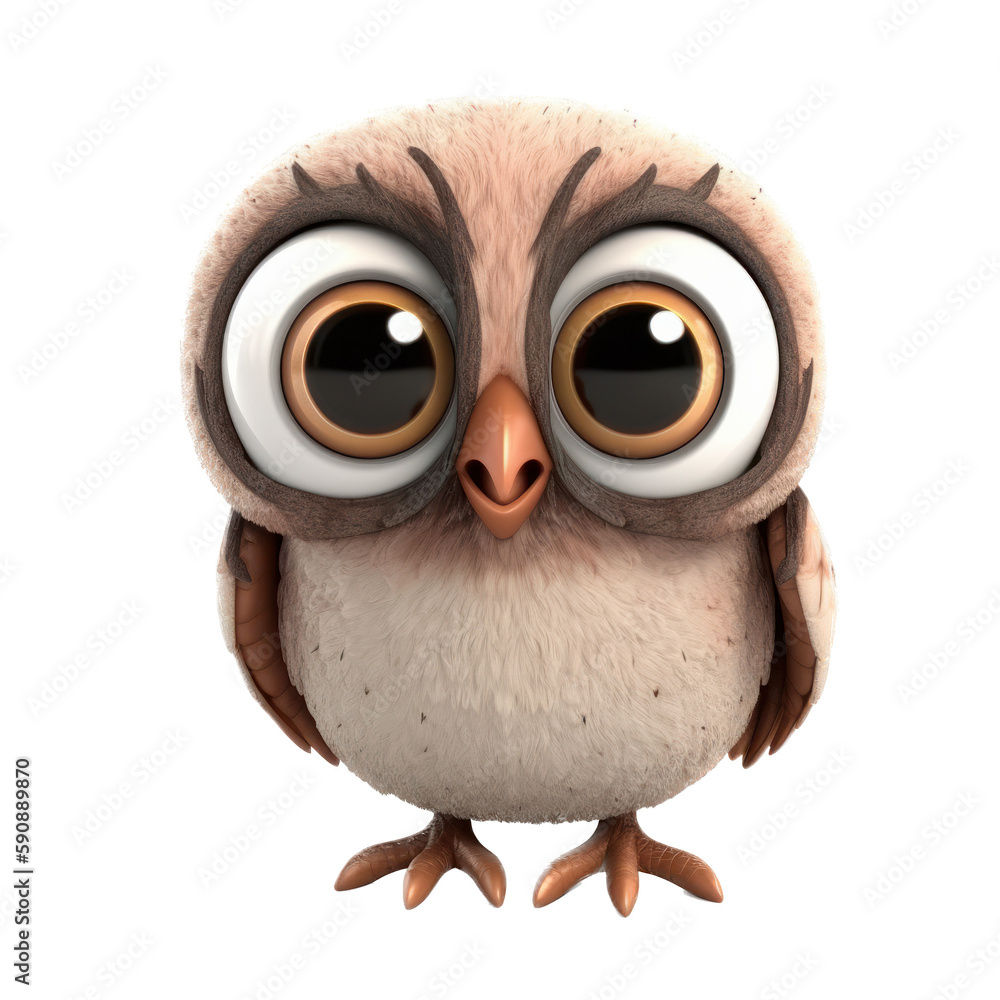 Cartoon character Owl isolated on white Cartoon character Owl isolated on white