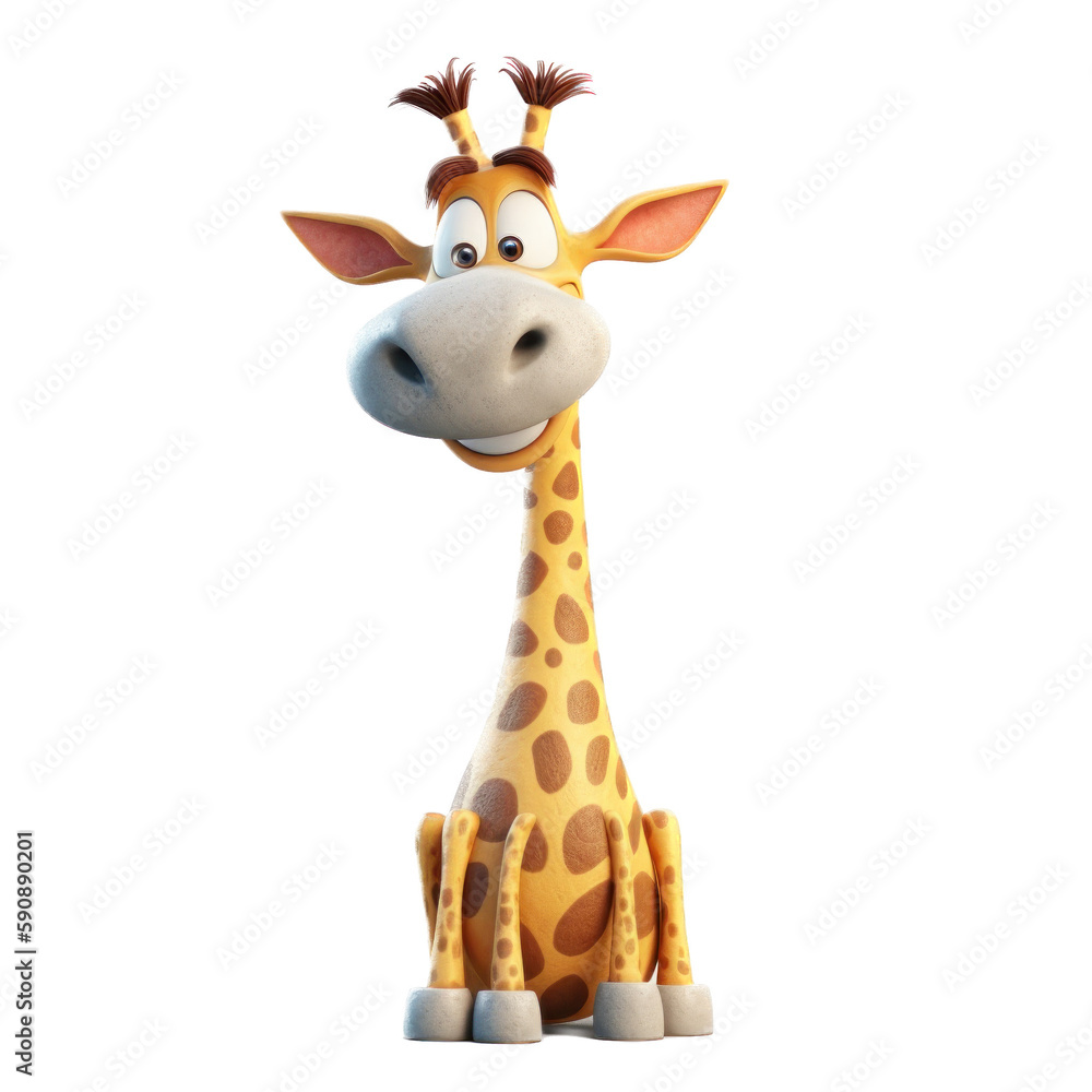 Obraz premium A giraffe cartoon character isolated on white
