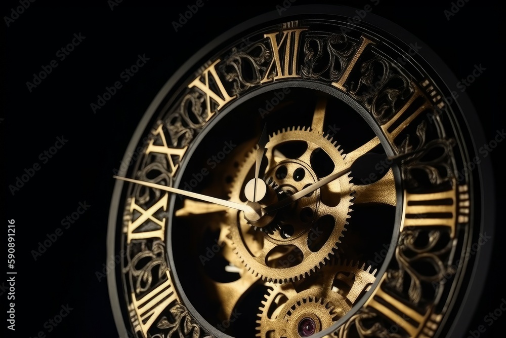 Gold old clock. Generate Ai