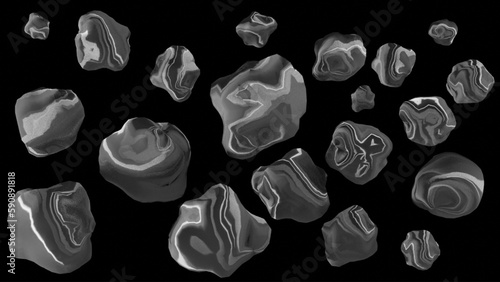 Chromium color stones blue, chromium, gold rock polygon shape for Photoshop or popular stainless aluminum steel for the cutout.