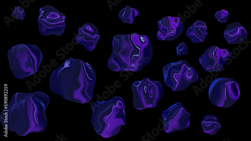 Chromium color stones blue, chromium, gold rock polygon shape for Photoshop or popular stainless aluminum steel for the cutout.