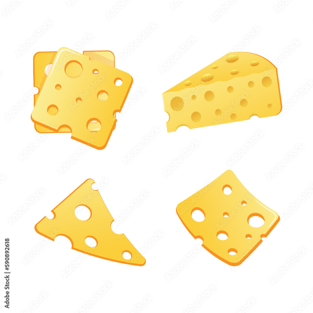 Cheese slices set, hand drawn vector illustration isolated on white background
