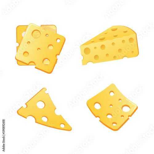 Obraz na płótnie Cheese slices set, hand drawn vector illustration isolated on white background w salonie
