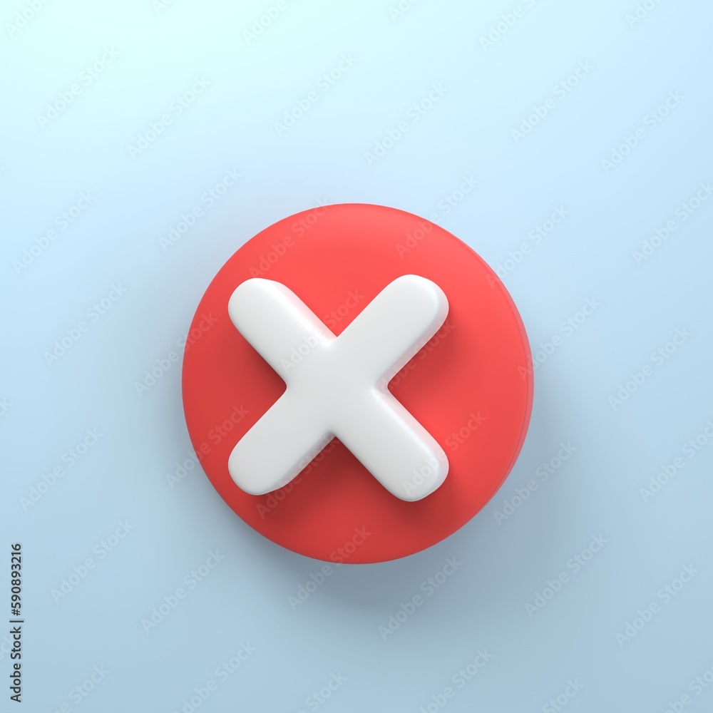 Check mark, correct circle sign and red cross for confirm approve or selected. isolated on blue background. 3d realistic symbol icon cartoon render. Check mark, correct circle sign and red cross for confirm approve or selected. isolated on blue background. 3d realistic symbol icon cartoon render.