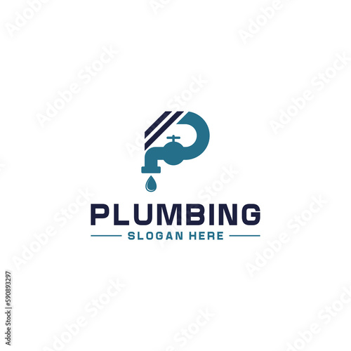 plumbing logo with the letter p forming a water channel