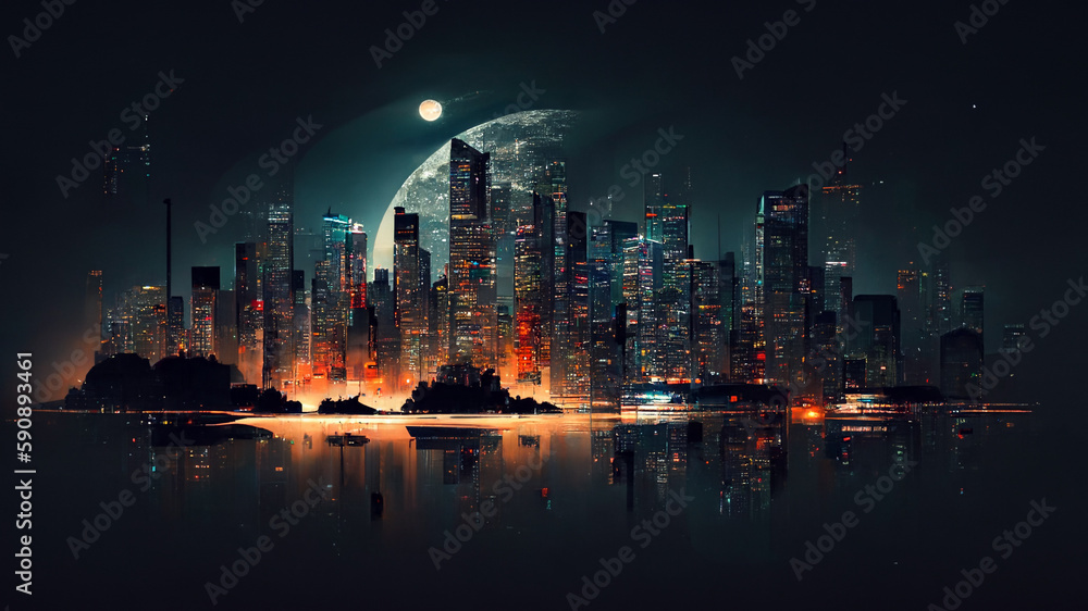 Concept image of a city skyline at night