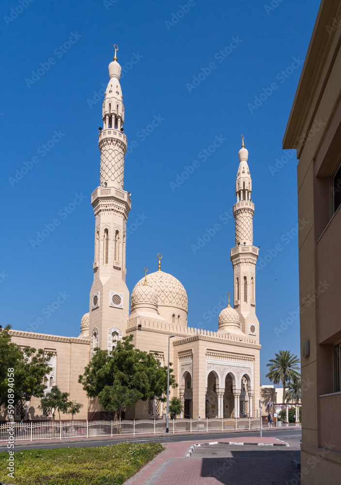 Exterior of the Jumeirah mosque in Dubai, UAE, open for cultural visits and education for visitors