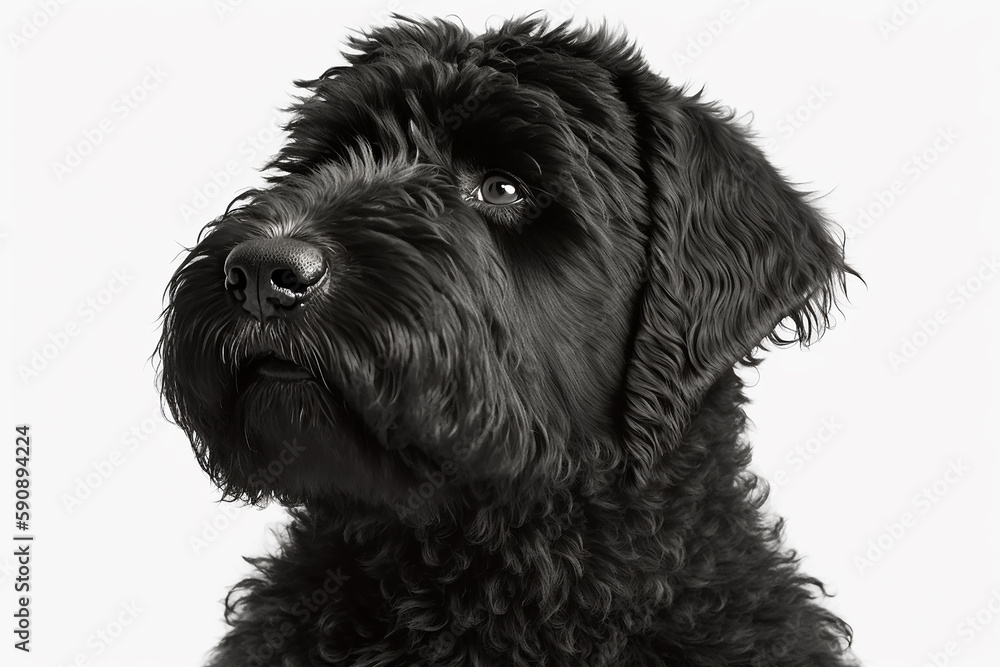 Majestic Black Russian Terrier on a White Background - Discover the Beauty of this Brave Breed