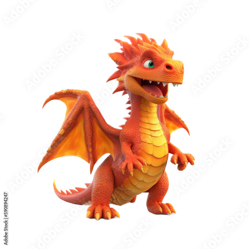A cartoon character young orange dragon 
