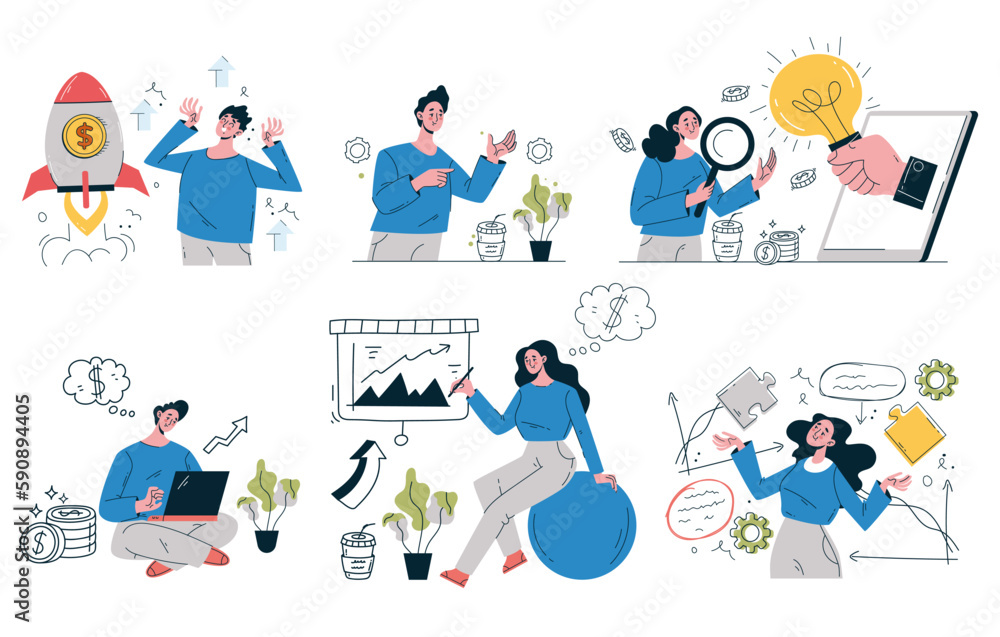 Business people character job work team teamwork abstract concept. Vector graphic design illustration