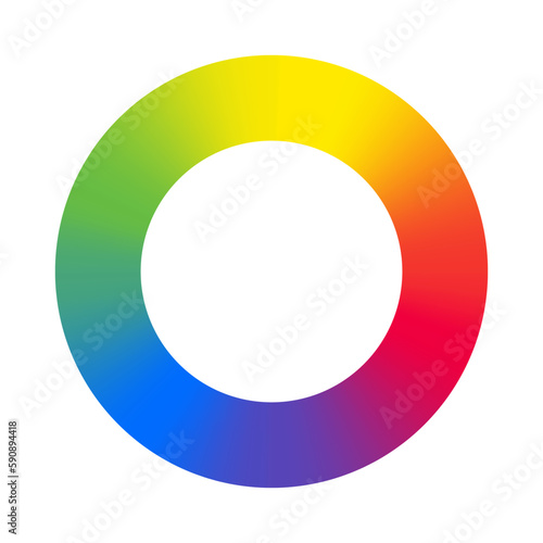Color wheel circle spectrum isolated on white background, rainbow gradient, vibrant colours