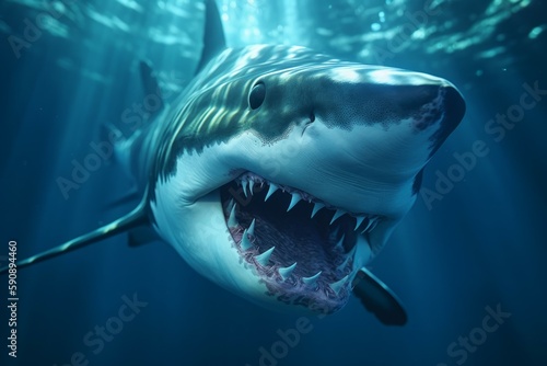 Shark water closeup. Generate Ai © nsit0108