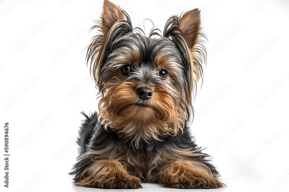 Adorable and Loyal: Yorkshire Terrier Dog on White Background Adorable and Loyal: Yorkshire Terrier Dog on White Background