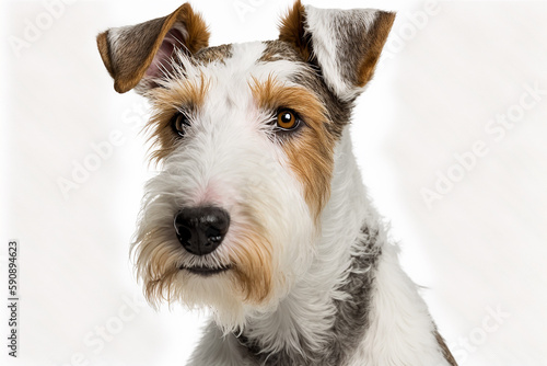 Energetic and Adorable: Wire Fox Terrier Dog on a White Background